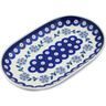 Polish Pottery Platter 9&quot; Peacock Forget-me-not