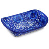 Polish Pottery Platter with Handles 7&quot; Cobalt Fantasy