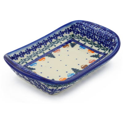 Polish Pottery Platter with Handles 7&quot; Holiday Drive