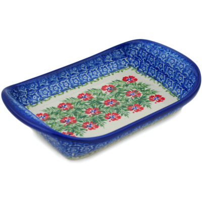 Polish Pottery Platter with Handles 7&quot; Midsummer Bloom
