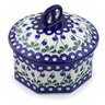 Polish Pottery Pretzel Jar 6&quot; Bleeding Heart Peacock