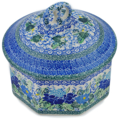 Polish Pottery Pretzel Jar 6&quot; Country Blossoms UNIKAT