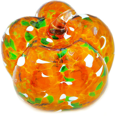 Glass Pumpkin Figurine 7&quot; Orange