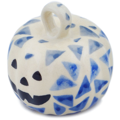 Polish Pottery Pumpkin Ornament 2&quot; Cascading Mosaic UNIKAT