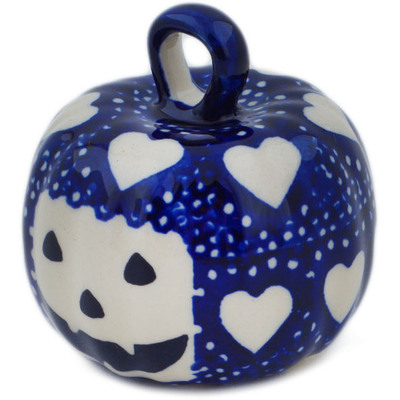 Polish Pottery Pumpkin Ornament 2&quot; Heart&#039;s Full Of Love