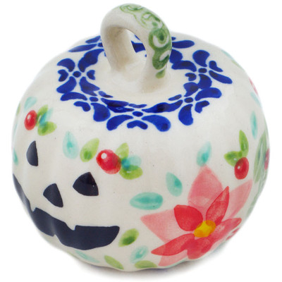 Polish Pottery Pumpkin Ornament 2&quot; Precious Pentas UNIKAT