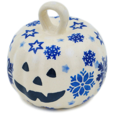 Polish Pottery Pumpkin Ornament 2&quot; Snowdrift