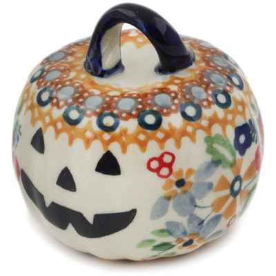 Polish Pottery Pumpkin Ornament 2&quot; Summer Bouquet UNIKAT