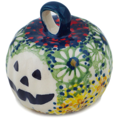 Polish Pottery Pumpkin Ornament 2&quot; Sunshine Grotto UNIKAT