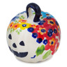 Polish Pottery Pumpkin Ornament 2&quot; Vibrant Hanging Garden UNIKAT