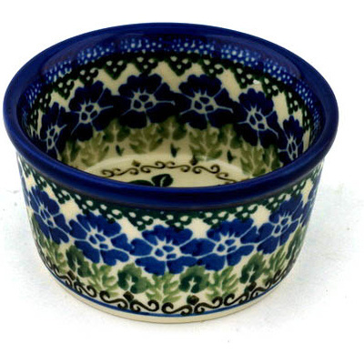 Polish Pottery Ramekin Bowl Small Blackberry Blooms