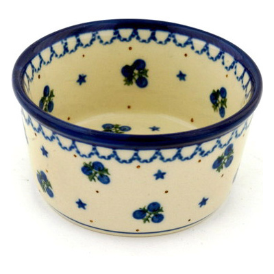 Polish Pottery Ramekin Bowl Small Blueberry Stars