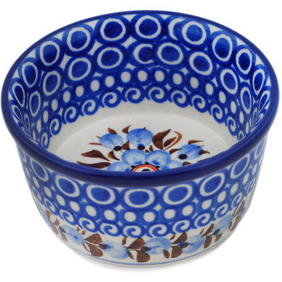 Polish Pottery Ramekin Bowl Small Brown And Blue Beauty UNIKAT