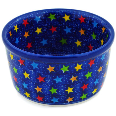 Polish Pottery Ramekin Bowl Small Colorful Star Show UNIKAT