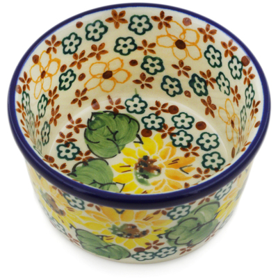 Polish Pottery Ramekin Bowl Small Country Sunflower UNIKAT
