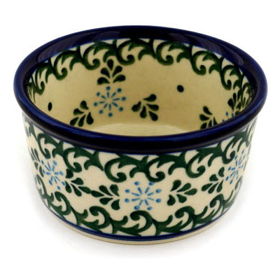 Polish Pottery Ramekin Bowl Small Floral Snowflake