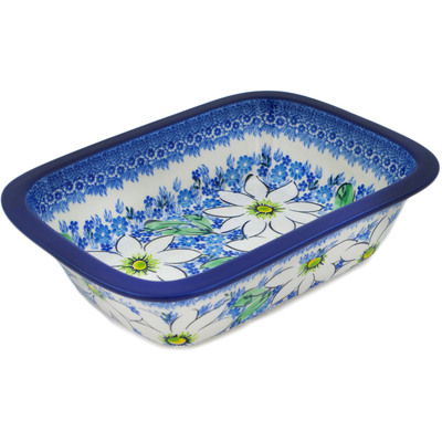 Polish Pottery Rectangular Baker 10&quot; Bloodroot Bliss UNIKAT