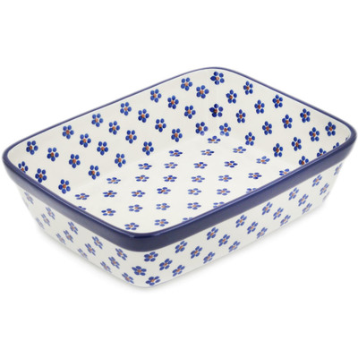 Polish Pottery Rectangular Baker 10&quot; Daisy Dots