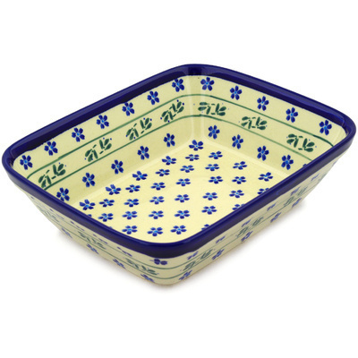 Polish Pottery Rectangular Baker 10&quot; Daisy Field