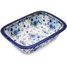 Polish Pottery Rectangular Baker 10&quot; Soft Starry Flowers UNIKAT