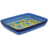 Polish Pottery Rectangular Baker 11&quot; Brilliant In Blue UNIKAT