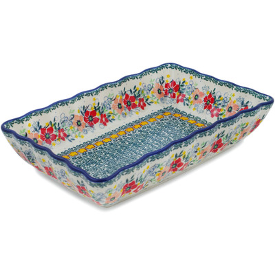 Polish Pottery Rectangular Baker 11&quot; Summer Joy UNIKAT