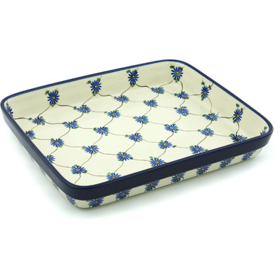 Polish Pottery Rectangular Baker 12&quot; Aster Trellis