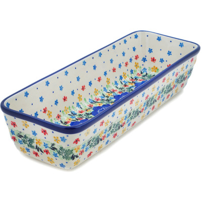 Polish Pottery Rectangular Baker 12&quot; Fascinating Flora UNIKAT