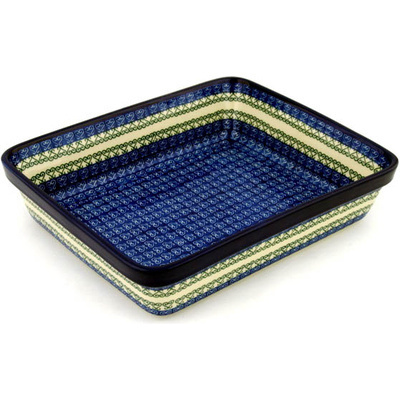 Polish Pottery Rectangular Baker 12&quot; Heart Pairs