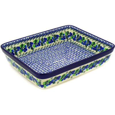 Polish Pottery Rectangular Baker 12&quot; Limeberry