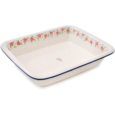 Polish Pottery Rectangular Baker 14&quot; Blushing Blooms