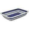 Polish Pottery Rectangular Baker 15&quot; Peacock Forget-me-not