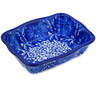 Polish Pottery Rectangular Baker 8&quot; Cobalt Fantasy