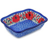 Polish Pottery Rectangular Baker 8&quot; Lone Poppy