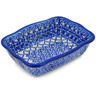 Polish Pottery Rectangular Baker 8&quot; Winter Blue