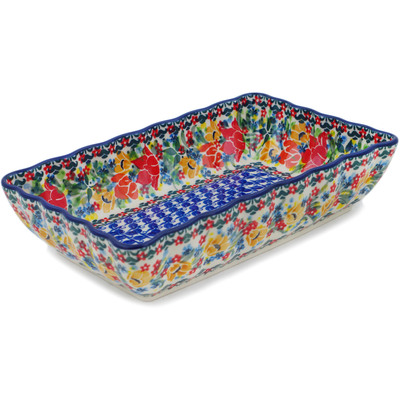 Polish Pottery Rectangular Baker 9&quot; Lovely Surprise UNIKAT