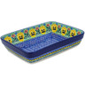 Polish Pottery Rectangular Baker 9&quot; Pansies Field UNIKAT