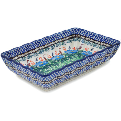 Polish Pottery Rectangular Baker 9&quot; Pensamiento UNIKAT