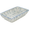 Polish Pottery Rectangular Baker 9&quot; Silver Snow Fall UNIKAT