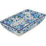 Polish Pottery Rectangular Baker 9&quot; Soft Starry Flowers UNIKAT