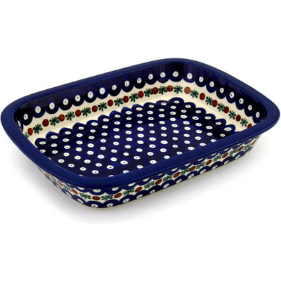 Polish Pottery Rectangular Baker with Grip Lip 10-inch Mosquito