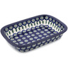 Polish Pottery Rectangular Baker with Grip Lip 10-inch Peacock Leaves