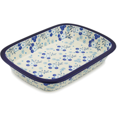 Polish Pottery Rectangular Baker with Grip Lip 12-inch Bright Day