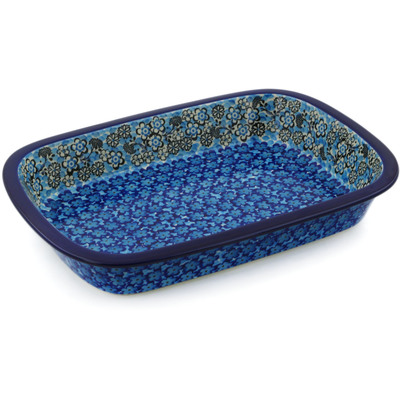 Polish Pottery Rectangular Baker with Grip Lip 12-inch Out Of Blue UNIKAT