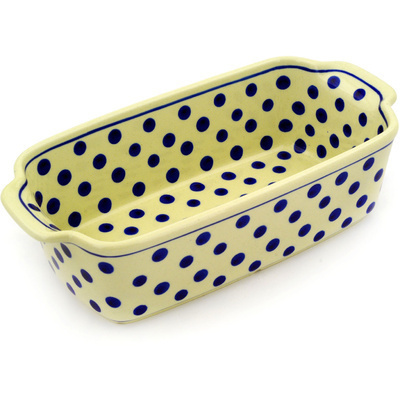 Polish Pottery Rectangular Baker with Handles 10&quot; Polka Dot