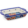 Polish Pottery Rectangular Baker with Handles 15&quot; Butterfly Splendor