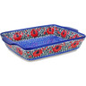 Polish Pottery Rectangular Baker with Handles 15&quot; Lone Poppy