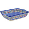 Polish Pottery Rectangular Baker with Handles 15&quot; Neon Wreath