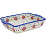 Polish Pottery Rectangular Baker with Handles 15&quot; Poinsettia Charm