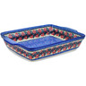 Polish Pottery Rectangular Baker with Handles 15&quot; Red Wreath